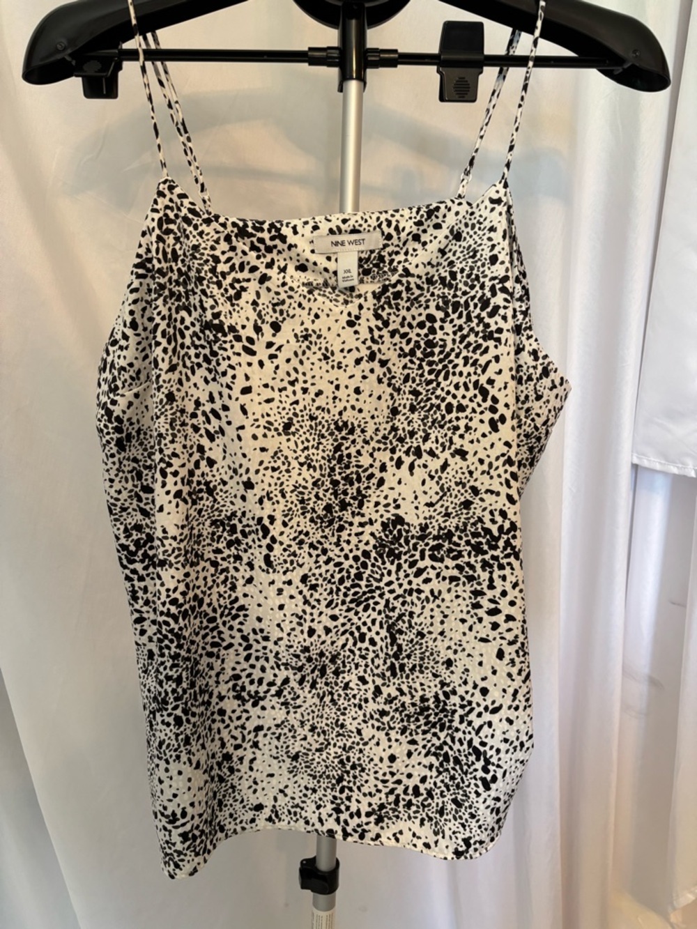 Nine West Black and White Spotted Satin Camisole